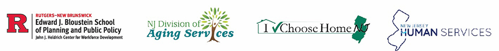 Image of partner logos, including the Heldrich Center for Workforce Development, New Jersey Division of Aging Services, I Choose Home NJ, and the New Jersey Department of Human Services